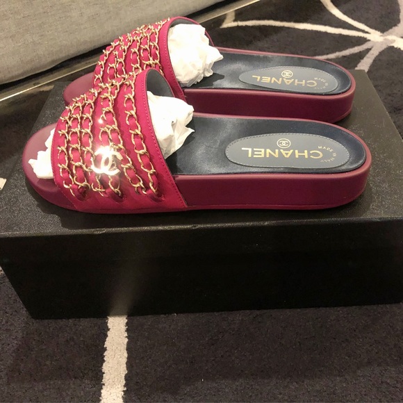 100% Authentic Chanel Chain Mules Slides - Picture 7 of 11